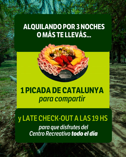 Alquilando por 3 noches o más te llevas una picada